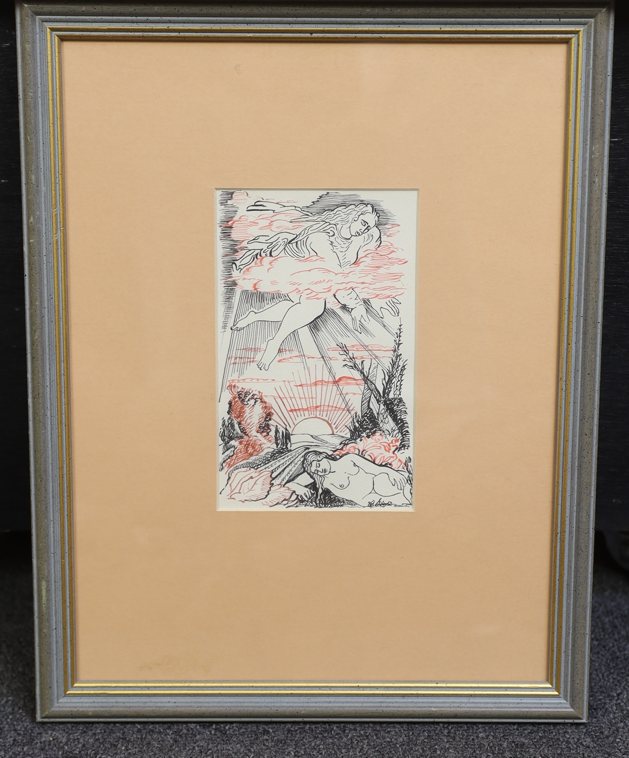 Bernard Meninsky (British, 1891-1950), Illustration for a work by Milton, ink on paper, 16 x 10cm